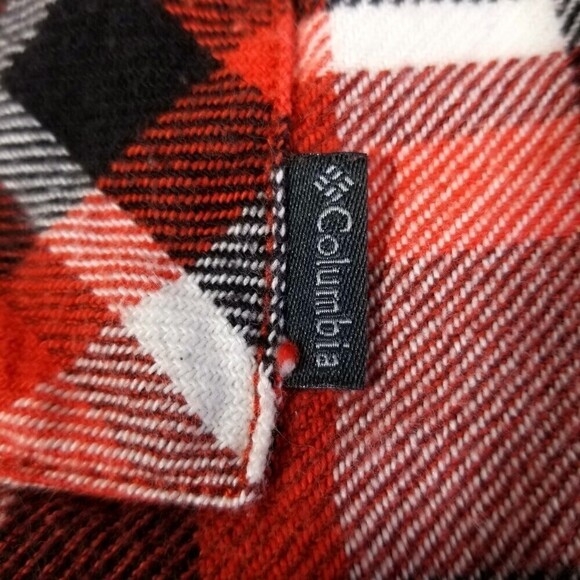 Columbia Flannel Button Down Long Sleeve Shirt Jacket Shacket Red Plaid Women XS - Picture 6 of 6